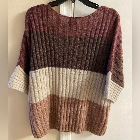 Cliche Cozy Striped Sweater in Burgundy and Cream Medium - Picture 3 of 5